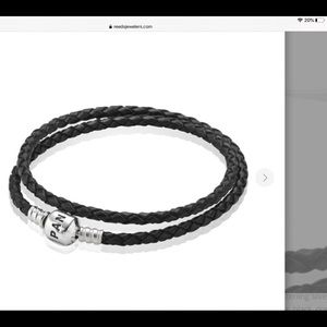 Pandora Double black Leather and silver Bracelet